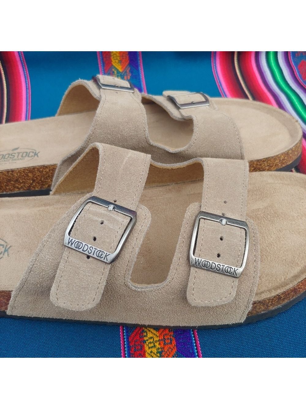 Woodstock Men's Vintage Brand NY Leather Cork Strap Sandals Tan size 11 NWOT - Picture 12 of 16
